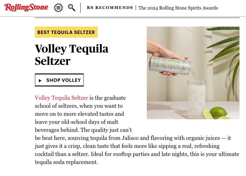 Celebrating Our Big Win: Volley Tequila Seltzer Named 